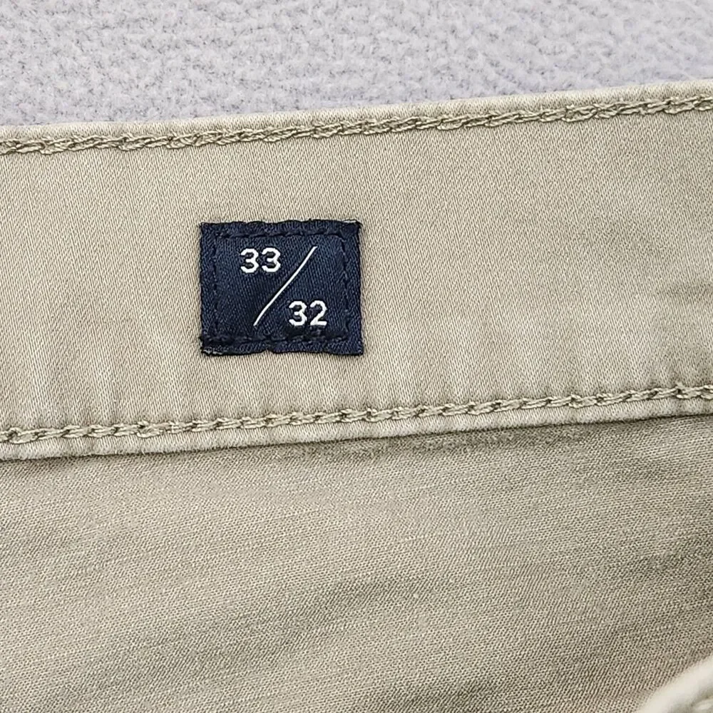 Lucky Brand 121 Slim Straight Pants Men's 33x32 Beige Tan Khaki 5-Pocket Stretch